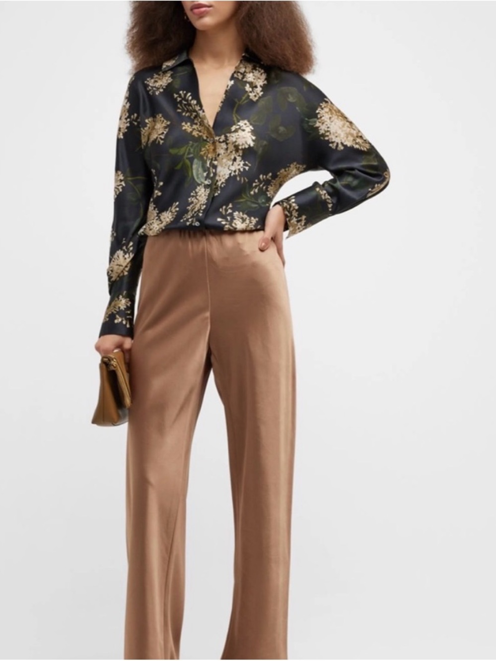 Vince Monogram Satin Bias Pant in Oak